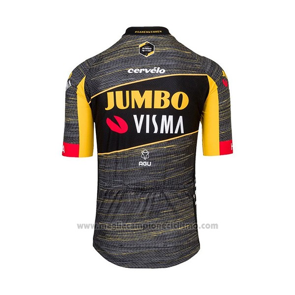 2021 Abbigliamento Ciclismo Jumbo Visma Nero Giallo Manica Corta e Salopette
